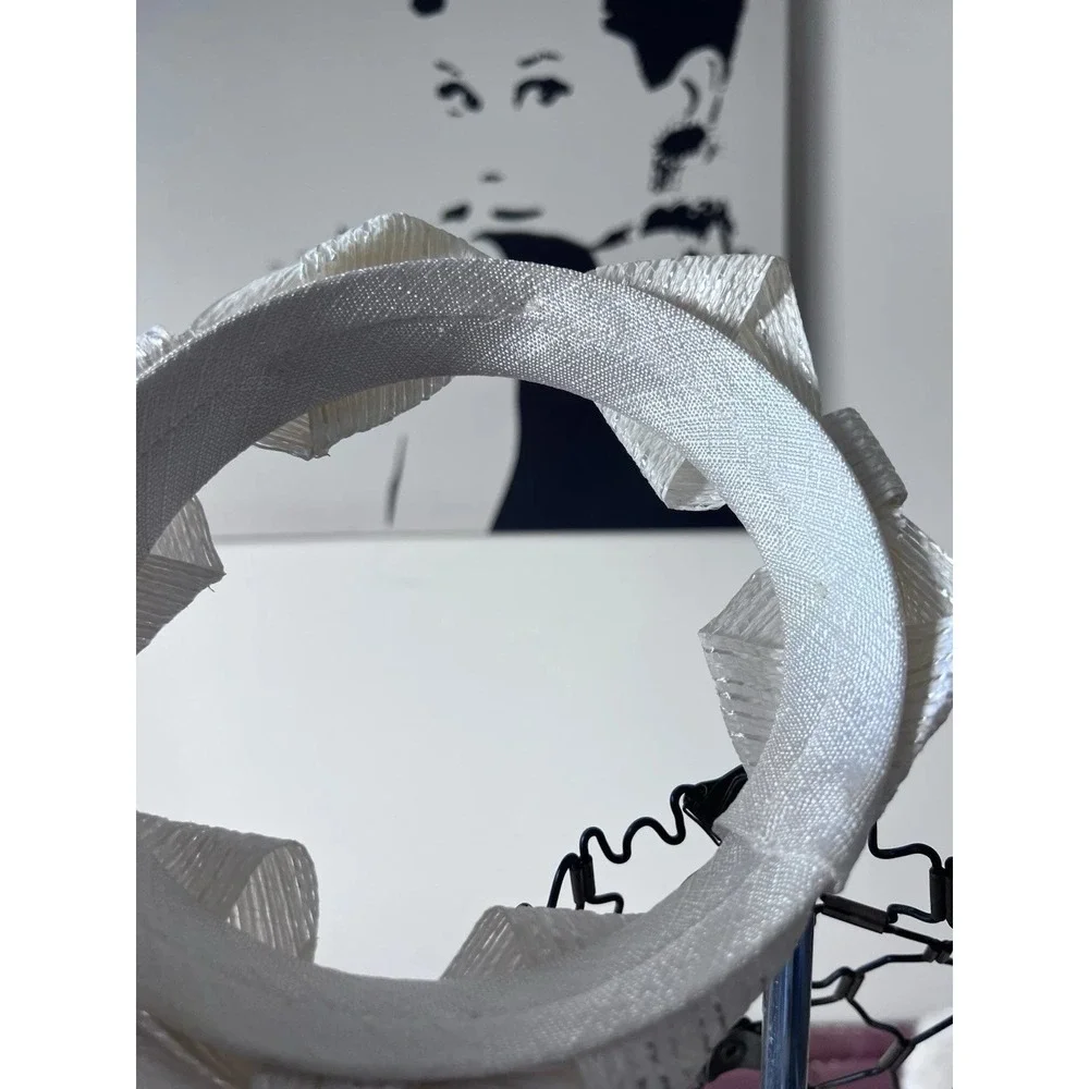 White Textured Bow Headband Vintage Style‎ Woven Bridal Hair Accessory